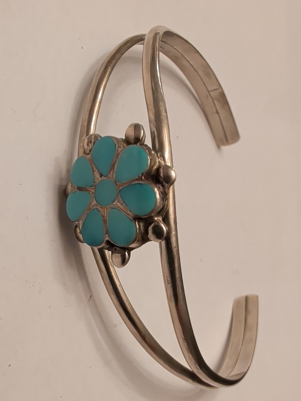 Sterling Silver Turquoise Flower Cuff Bracelet - Women Jewelry